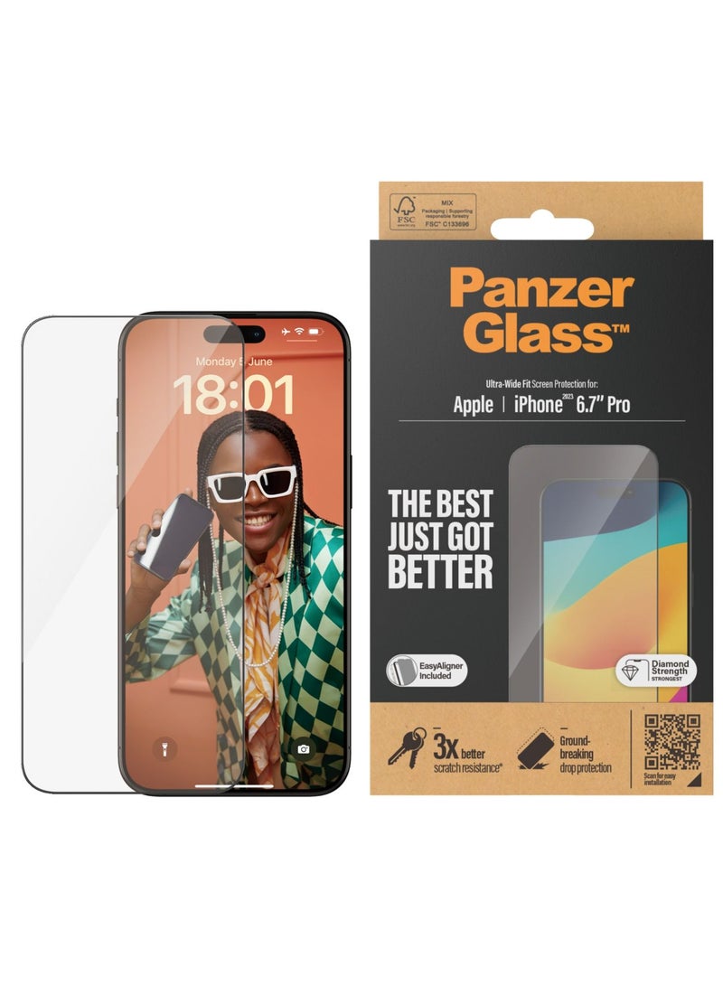PanzerGlass Screen Protector iPhone 15 Pro Max - Wide and Clear - Image 2