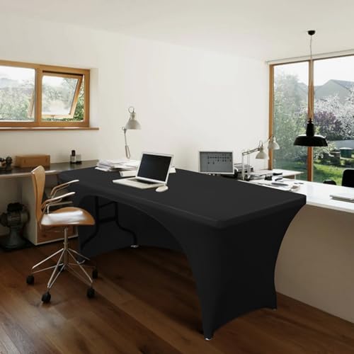 ABCCANOPY 4 ft Spandex Table Cover Open Back Fitted Tablecloth Stretch Washable Tablecover Table Topper for Rectangle Tables Black - Image 4