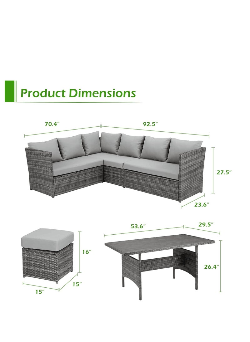 Portico Modular Design Weather Resistant Wicker Conversation Rattan And Steel 7 Pieces Outdoor Furniture Set With Seven Cushions
