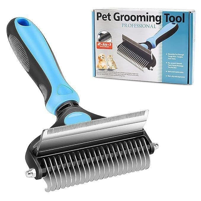 Lucc1n Dog Brush Dogs Comb, 2 in 1 Deshedding Tool & Dematting Undercoat Rake for Mats & Tangles Removing, Dog Grooming Kit Deshedding Comb for Dogs, Great for Short to Long Hair Small Large Breed - Image 1