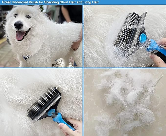 Lucc1n Dog Brush Dogs Comb, 2 in 1 Deshedding Tool & Dematting Undercoat Rake for Mats & Tangles Removing, Dog Grooming Kit Deshedding Comb for Dogs, Great for Short to Long Hair Small Large Breed - Image 4