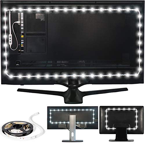 Power Practical LED Lights for TV Backlight - Luminoodle, USB Powered TV LED Light Strip w/ Bias Ambient Lighting for Home Theater - True White - Size (24"-29” TV) - Image 1