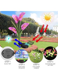 erorex Solar Garden Stake Lights Upgraded 3 Pack Outdoor Waterproof Solar Powered Lights With 12 Calla Lily Flowers 7 Colors Changing Led Solar Lights For Garden Patio Backyard Purple And White  - Image 3