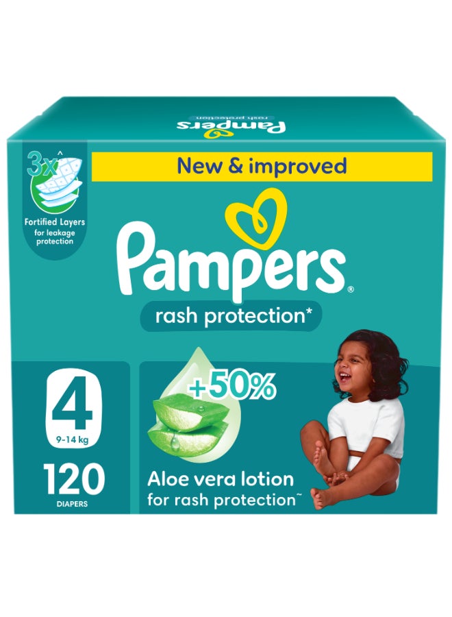 بامبرز حفاضات بشريط الألوفيرا مقاس 4، صندوق عملاق، 120 قطعة - Image 1