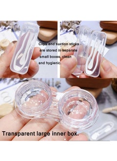 Excefore Wood Grain Contact Lens Case Compact Eye Contact Case for Travelling Portable Contact Box with Mirror Rectangle，Cute Colorful Especially Fresh Brown 2 Piece Set  - Image 5