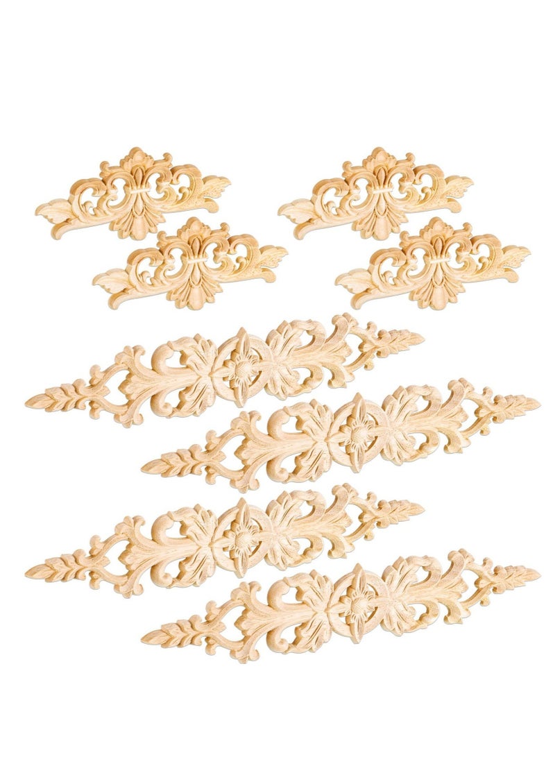 Captaintech 8 Pcs Wood Appliques, Carved Wood Appliques Onlays Long Decorative Trim Wooden Decal Corner Frame Wood Appliques for Furniture Cabinet Bed Wall - Image 1