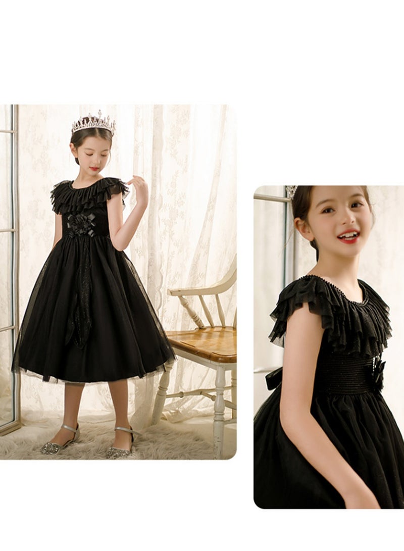 Girls princess dress tutu gauze atmospheric performance costume little girl flower girl wedding dress Costumes - Image 4