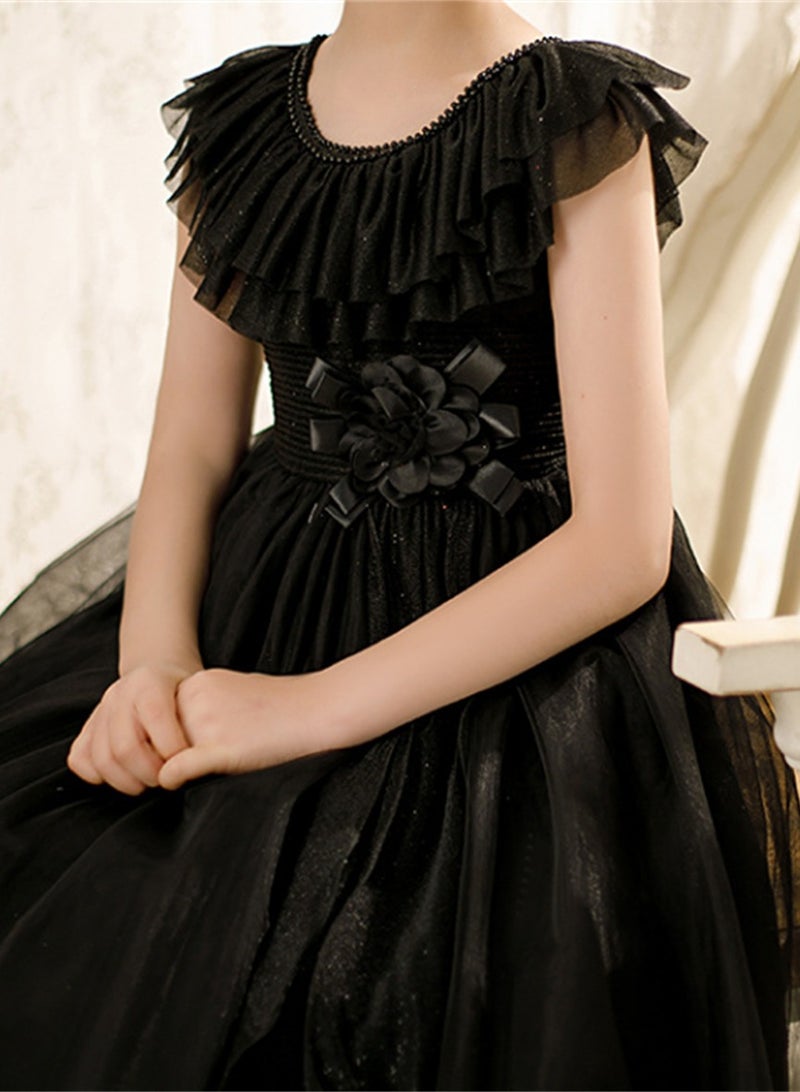Girls princess dress tutu gauze atmospheric performance costume little girl flower girl wedding dress Costumes - Image 3