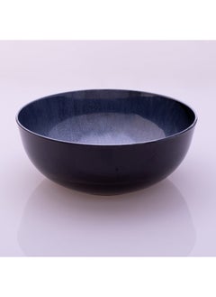 Melamine Serving Bowl with Serving Spoon and Fork 
Set of 1 (D 26cm H 10cm)bleu Stoned