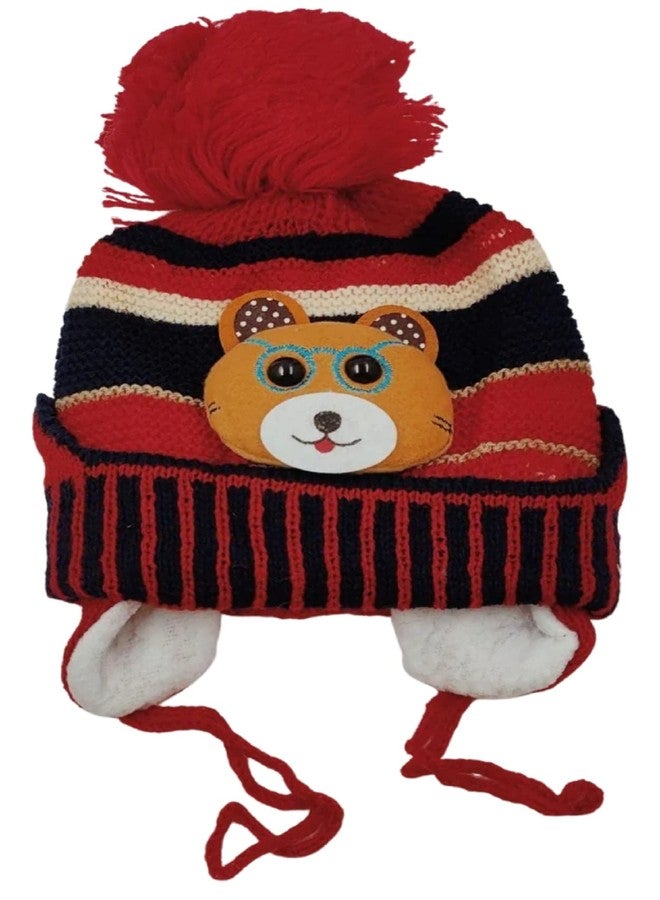 Zacharias Unisex Kids Soft Woolen Cap (kw-02_Red_Pack of 1) (1-4 Years) - Image 1