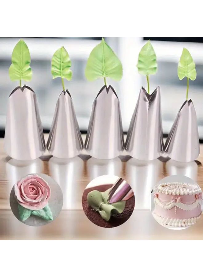 5Pcs Stainless Steel Leaf Piping Tips for Professional Cake Decorating Durable and Easy to Use - Image 3