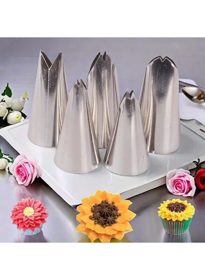 5Pcs Stainless Steel Leaf Piping Tips for Professional Cake Decorating Durable and Easy to Use - Image 1