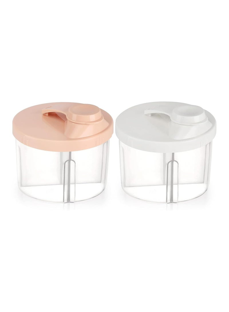 Oasisgalore 2PCS Baby Formula Dispenser with 4 Non-Spill Compartments for Travel (White and Pink)  - Image 1