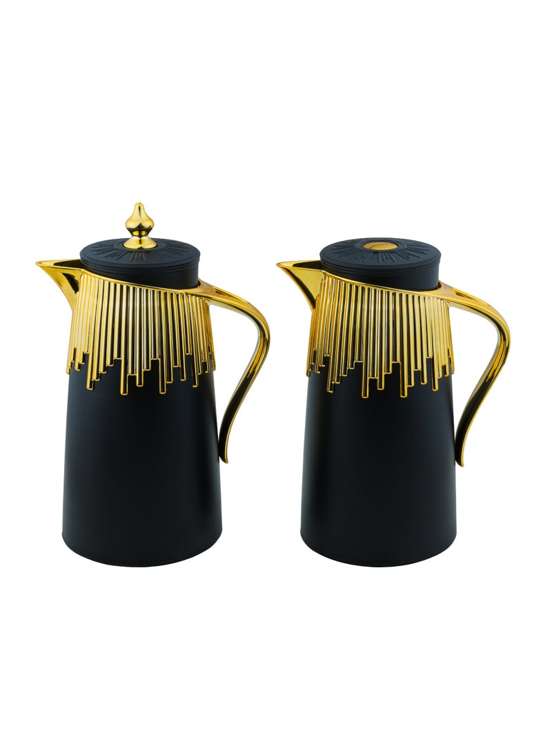 باصرة طقم ترامس فاخر باصرة للشاي والقهوة من  قطعتين حجم  1 لتر عدة ألوان