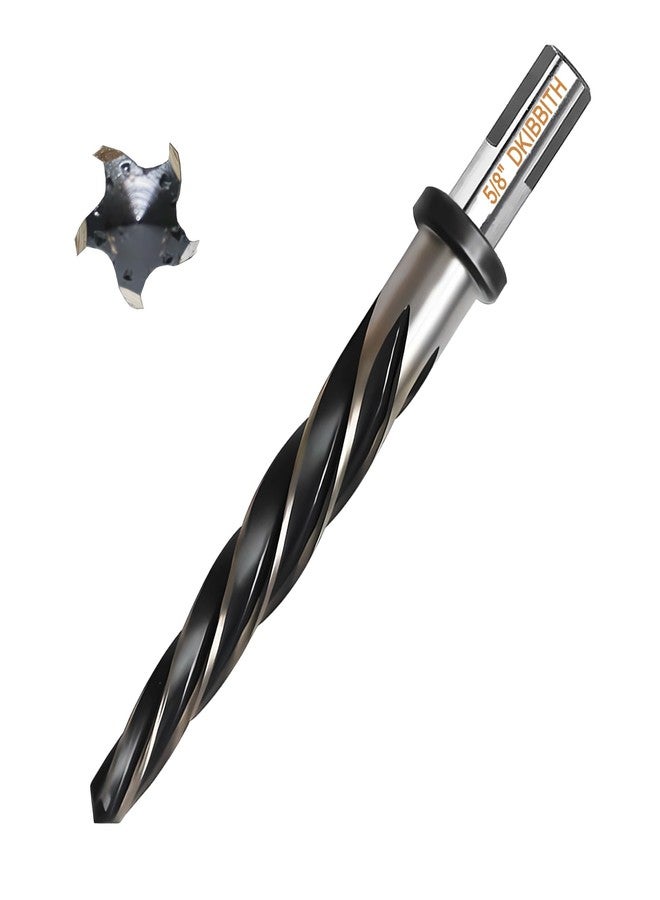 DKIBBITH 5/8” Bridge Construction Reamer Drill Bit, M2 HSS Taper Chucking Reamer for Steel Alloy Metal Wood Plastic, 1/2" Non-Slip Shank, 5-Spiral Flutes Car Reamer, to Align or Enlarge Holes, 16mm - Image 1