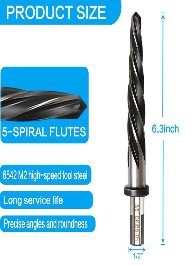 DKIBBITH 5/8” Bridge Construction Reamer Drill Bit, M2 HSS Taper Chucking Reamer for Steel Alloy Metal Wood Plastic, 1/2" Non-Slip Shank, 5-Spiral Flutes Car Reamer, to Align or Enlarge Holes, 16mm - Image 2