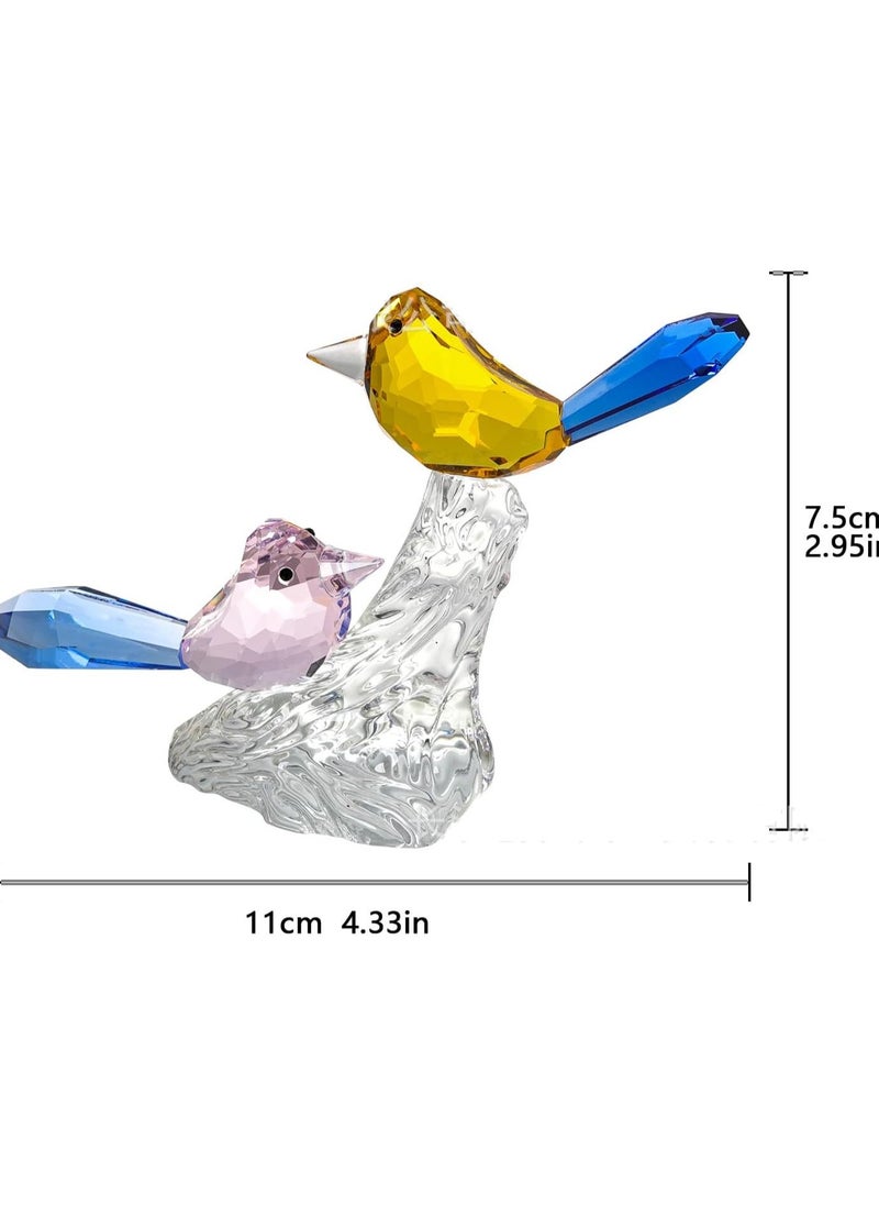 RARELY Crystal Birds Figurines Collectibles Crystal Gift Favor 2Birds On Tree Branch Art Glass Animal Figurine Craft Ornament Home Table Décor  - Image 2