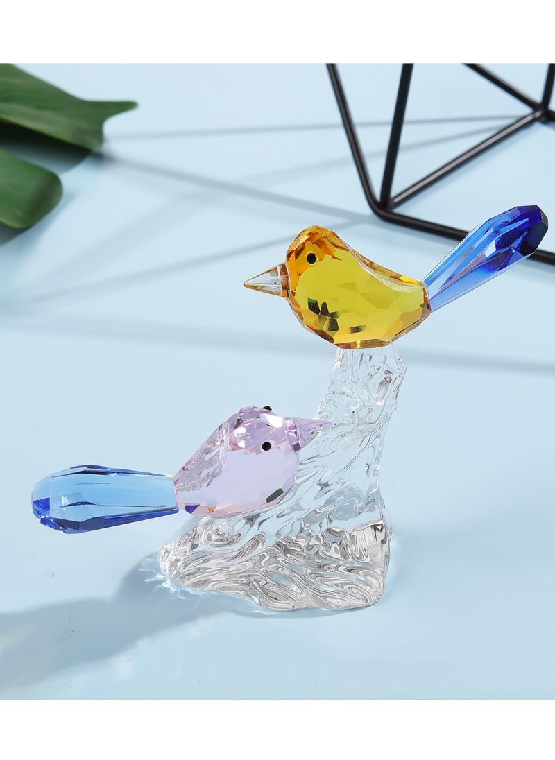 RARELY Crystal Birds Figurines Collectibles Crystal Gift Favor 2Birds On Tree Branch Art Glass Animal Figurine Craft Ornament Home Table Décor  - Image 4