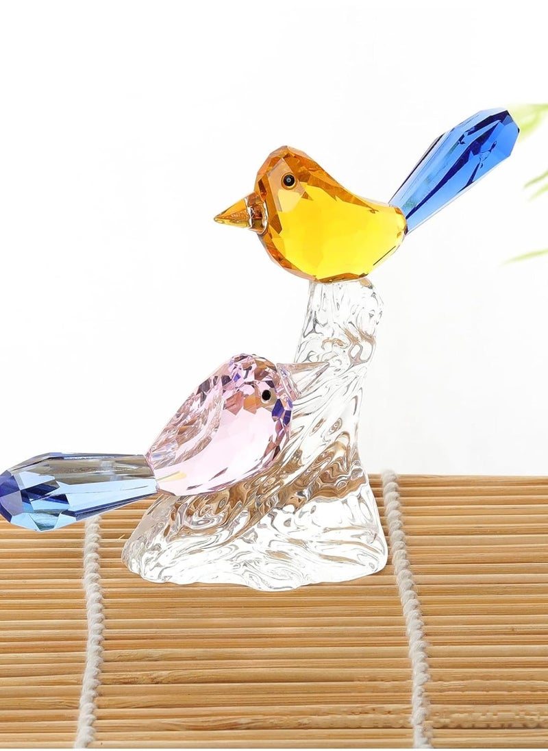 RARELY Crystal Birds Figurines Collectibles Crystal Gift Favor 2Birds On Tree Branch Art Glass Animal Figurine Craft Ornament Home Table Décor  - Image 5