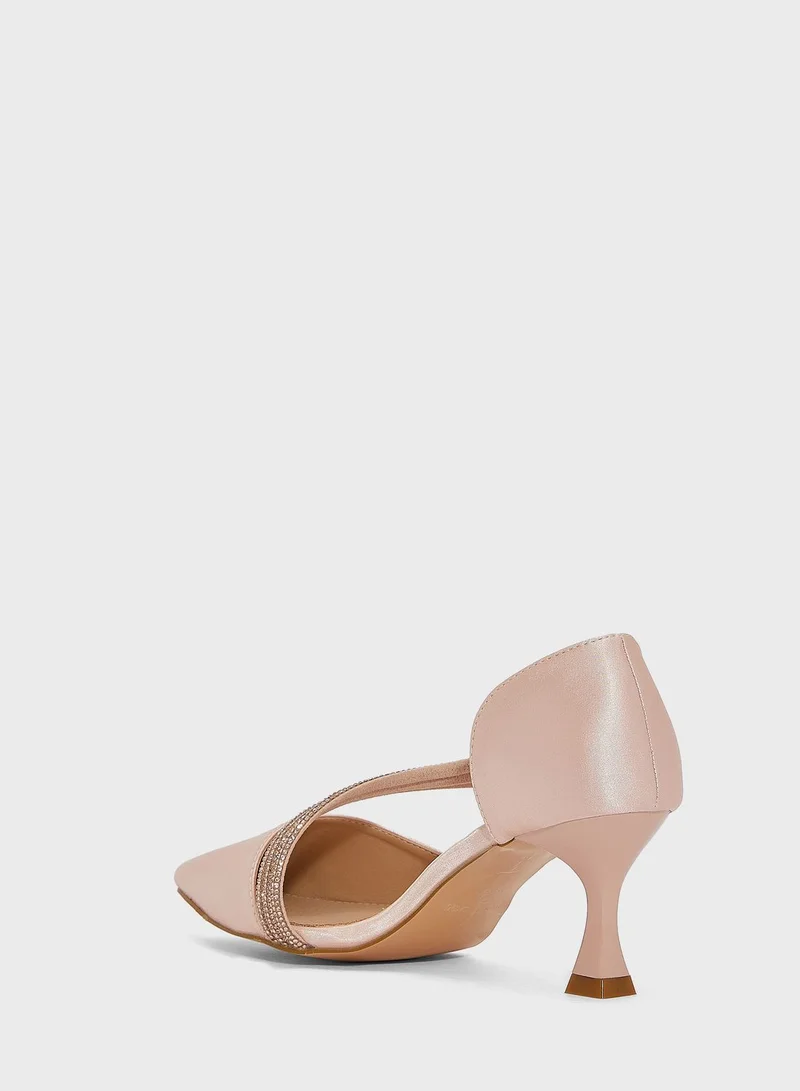 Ella Limited Edition Triple Diamante Curved Strap Pointed Pump