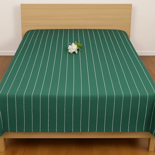 Crazyweaves 100% Cotton Green Dobby Weave Single Bedsheet(60"X 90") – Soft & Breathable Fabric, Premium Handloom Finish, Durable & Skin-Friendly, Without Pillow Covers - Image 3