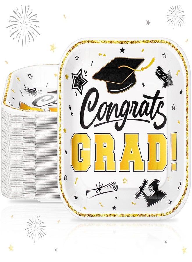 Funnymoom 120 Pcs 7 Inch Graduation Dessert Plates 2026 Graduation Party Supplies Disposable Paper Plates Cocktail Class of 2026 Party Favors for Congrats Grad Decorations(White and Gold) - Image 1