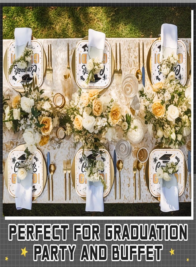 Funnymoom 120 Pcs 7 Inch Graduation Dessert Plates 2026 Graduation Party Supplies Disposable Paper Plates Cocktail Class of 2026 Party Favors for Congrats Grad Decorations(White and Gold) - Image 5