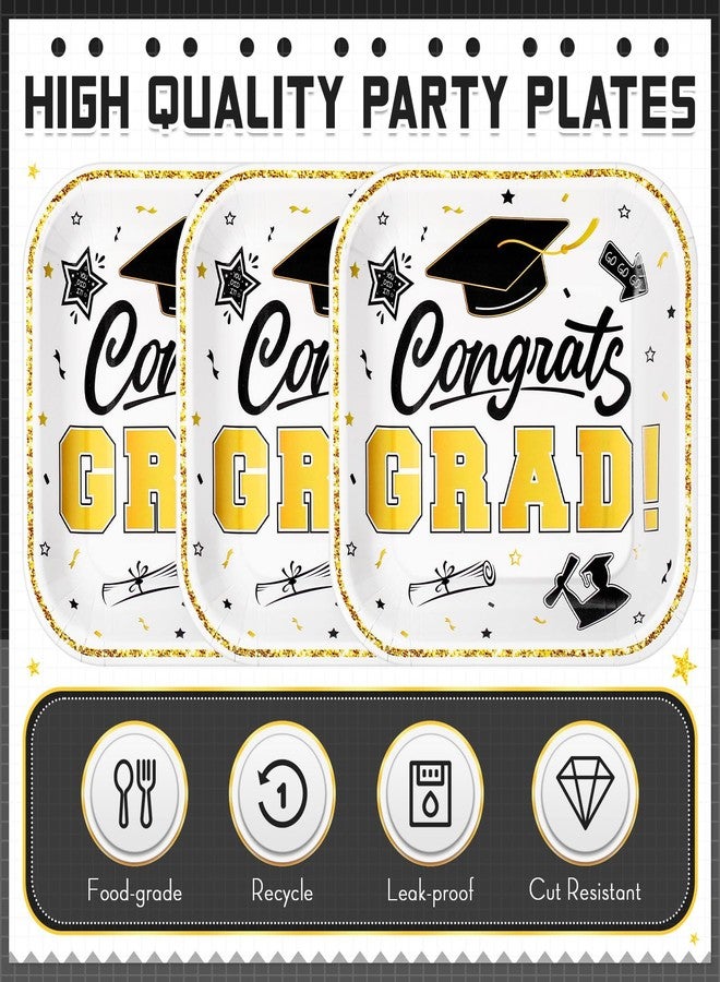 Funnymoom 120 Pcs 7 Inch Graduation Dessert Plates 2026 Graduation Party Supplies Disposable Paper Plates Cocktail Class of 2026 Party Favors for Congrats Grad Decorations(White and Gold) - Image 4