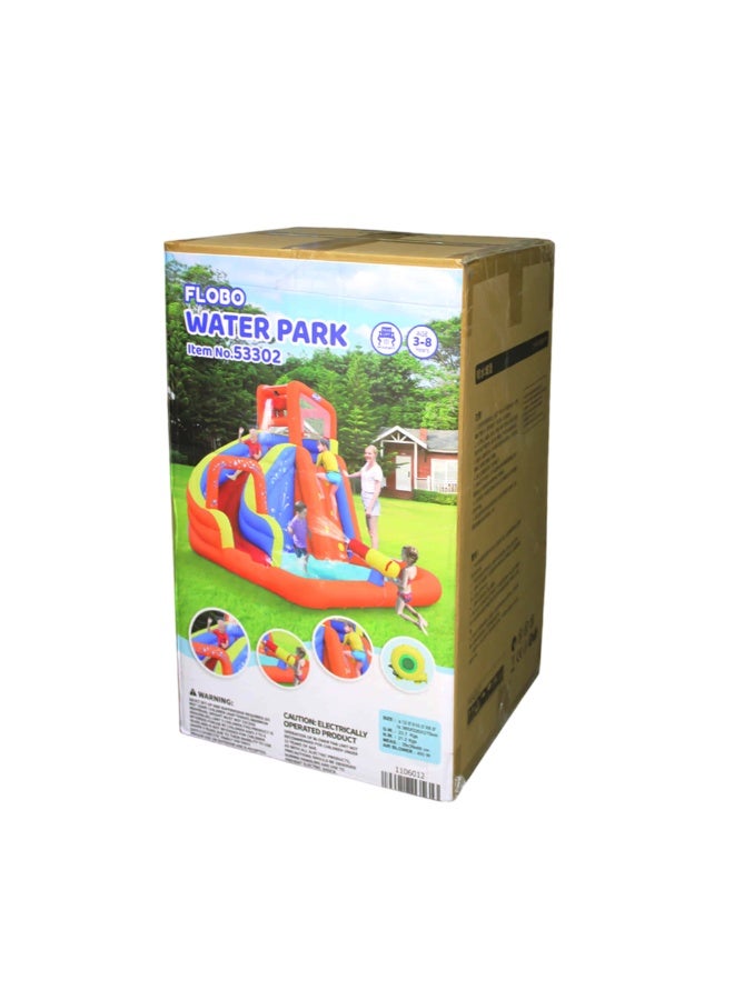 FLOBO Kids Water Park Bouncy Castle With 450W Air Pump (365x320x270cm, Age 3-8 Years) - Multicolor - Image 5
