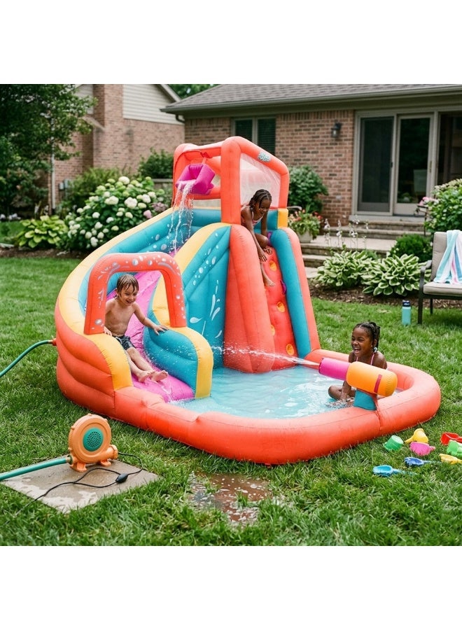 FLOBO Kids Water Park Bouncy Castle With 450W Air Pump (365x320x270cm, Age 3-8 Years) - Multicolor - Image 3