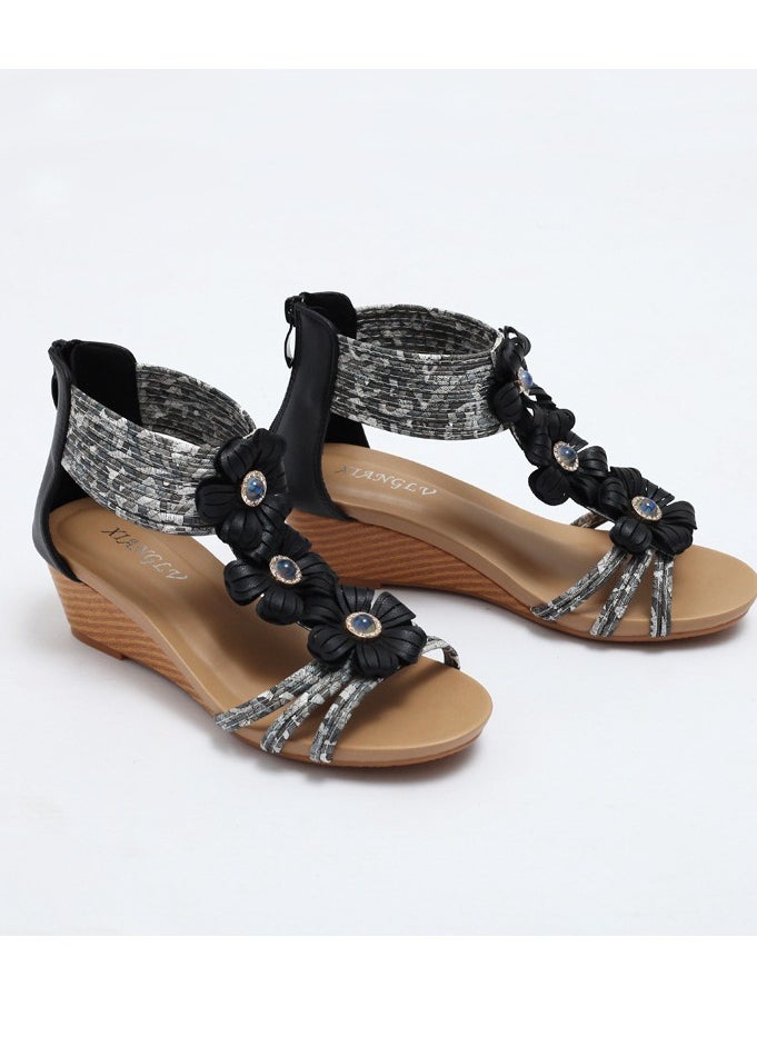 SIKETU Women's Summer New Versatile Thick Sole Open Toe Fashionable Wedge Heel Sandals  - Image 2