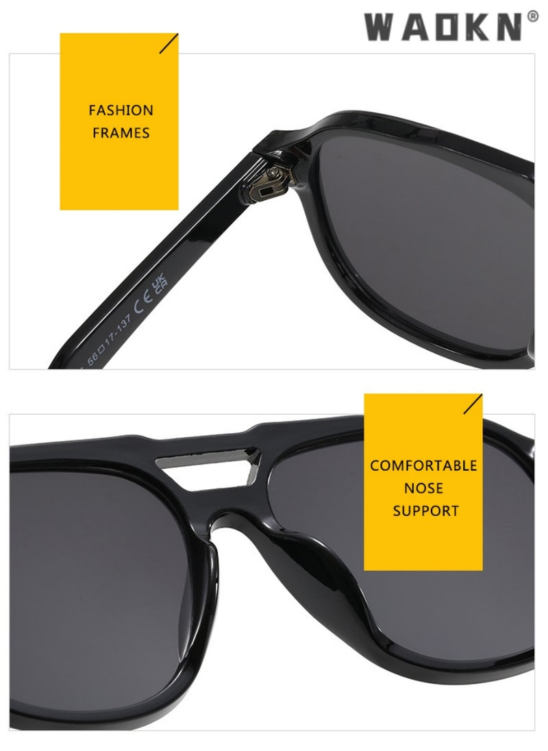 WAOKN - Polarized Trendy Square Wrap Around Shades for Women Men, Oversized Flat Top Sunglasses, Over Sun Glasses UV Protection, Fashion Anti-Glare Sun Shades for Driving, Fishing, Traveling - Image 1