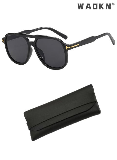Polarized Trendy Square Wrap Around Shades for Women Men, Oversized Flat Top Sunglasses, Over Sun Glasses UV Protection, Fashion Anti-Glare Sun Shades for Driving, Fishing, Traveling