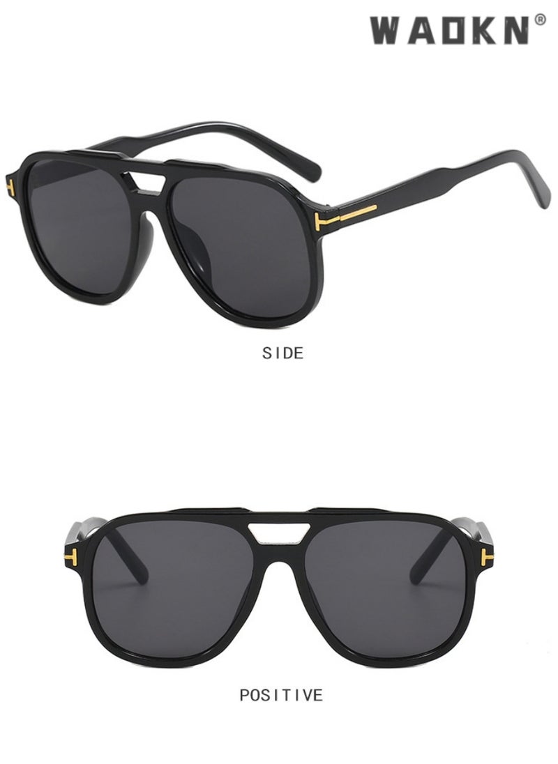 WAOKN - Polarized Trendy Square Wrap Around Shades for Women Men, Oversized Flat Top Sunglasses, Over Sun Glasses UV Protection, Fashion Anti-Glare Sun Shades for Driving, Fishing, Traveling - Image 1