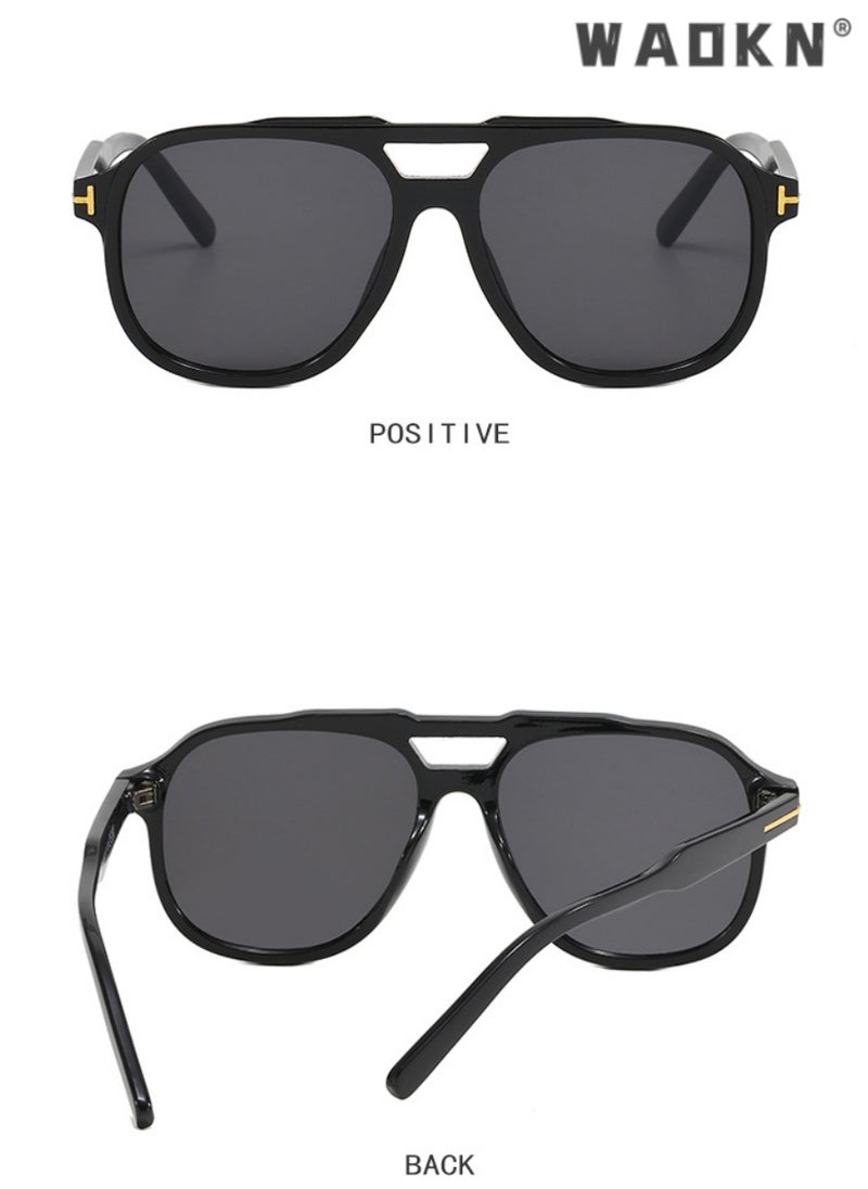 WAOKN - Polarized Trendy Square Wrap Around Shades for Women Men, Oversized Flat Top Sunglasses, Over Sun Glasses UV Protection, Fashion Anti-Glare Sun Shades for Driving, Fishing, Traveling - Image 1
