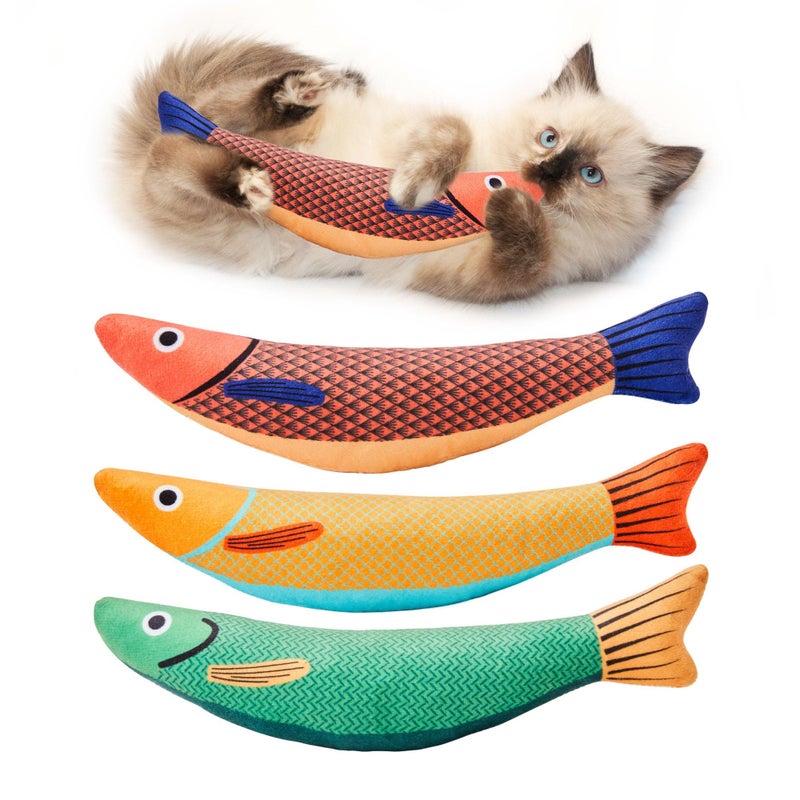 Potaroma Cat Toys Saury Fish, 3 Pack, Catnip Crinkle Sound, Soft and Durable, Interactive Kitten Kicker for Indoor Kitty Exercise 9.4 Inches for All Breeds - Image 1