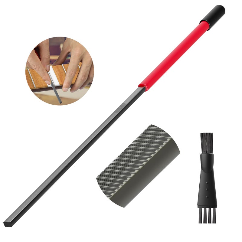 Vacaboro Fret End Dressing File, Fix Sharp Guitar Fret Ends - Professional Luthier Tool - Double-Side Fret File - Fret Crowning File For Rounding, Shaping, and Deburring, Works on All Frets, with Clean Brush - Image 1