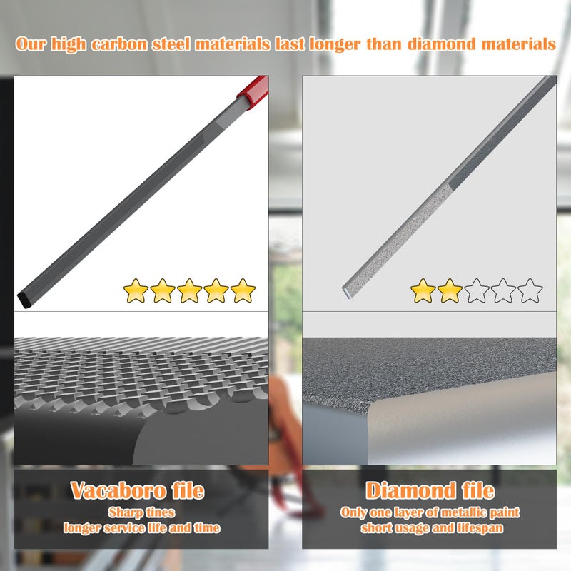 Vacaboro Fret End Dressing File, Fix Sharp Guitar Fret Ends - Professional Luthier Tool - Double-Side Fret File - Fret Crowning File For Rounding, Shaping, and Deburring, Works on All Frets, with Clean Brush - Image 4