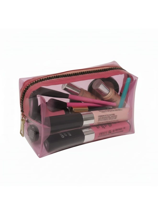 Generic Makeup Transparent PVC Organizing Clutch Bag – PINK - Image 3