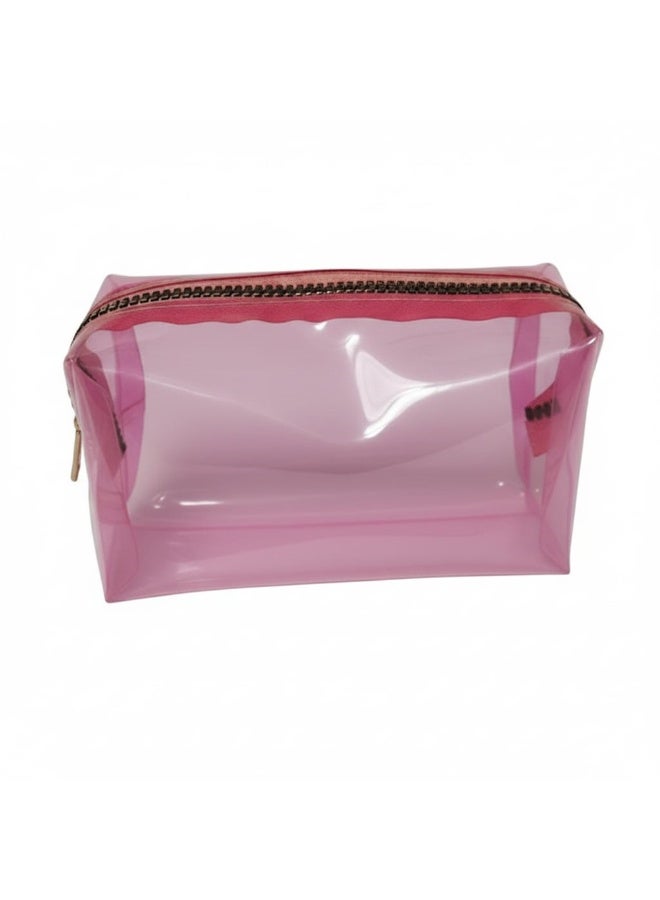 Generic Makeup Transparent PVC Organizing Clutch Bag – PINK - Image 1