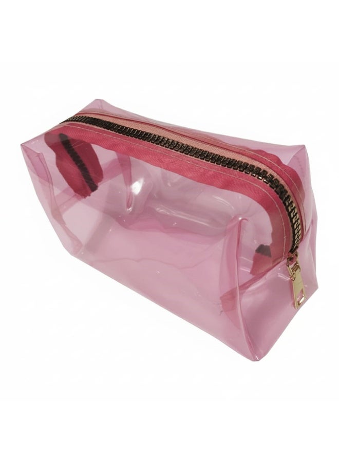 Generic Makeup Transparent PVC Organizing Clutch Bag – PINK - Image 2