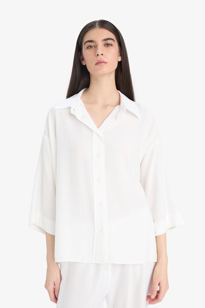 ديفاكتو قميص كم طويل اوفر سايز كرنكيل - Image 4