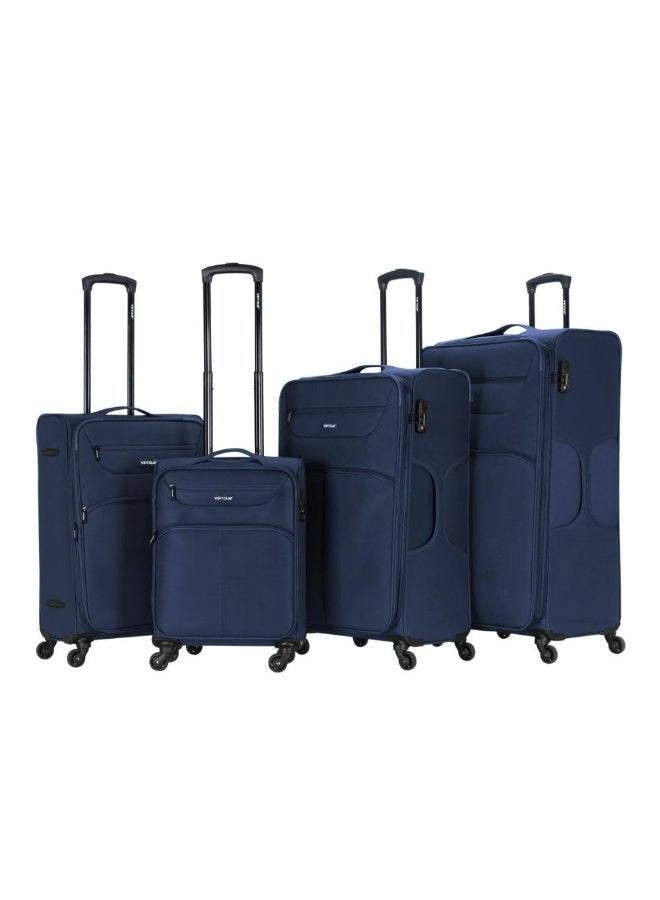VIPTOUR 4-Piece Fabric Softside Luggage Set with 360° Spinner Wheels & Number Lock – Durable Polyester Travel Trolley Bag (20’’ / 24’’ / 28’’ / 32’’) - NAVY - Image 1