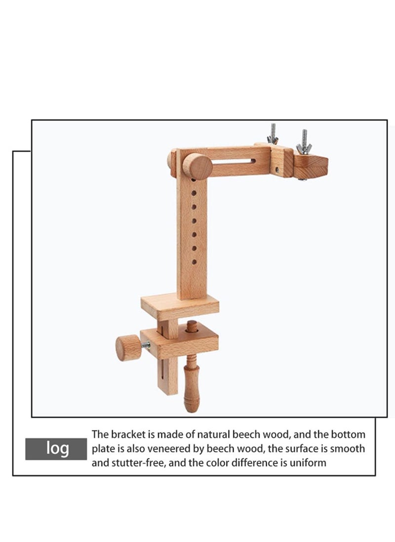 SYOSI - 360 Degree Rotation Embroidery Stand on Table- Adjustable Embroidery Hoop Stand Clamp, Rotated Beech Wood Hoop Holder Desktop Cross Stitch Seat Frame for Needlework Sewing Projects - Image 1