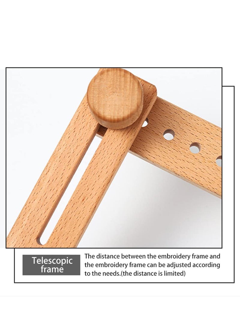 SYOSI - 360 Degree Rotation Embroidery Stand on Table- Adjustable Embroidery Hoop Stand Clamp, Rotated Beech Wood Hoop Holder Desktop Cross Stitch Seat Frame for Needlework Sewing Projects - Image 1