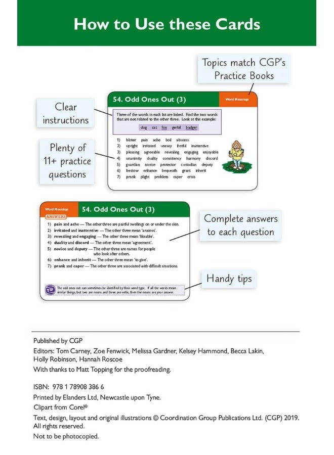 11+ GL Verbal Reasoning Practice Question Cards - Ages 10-11 - Image 3