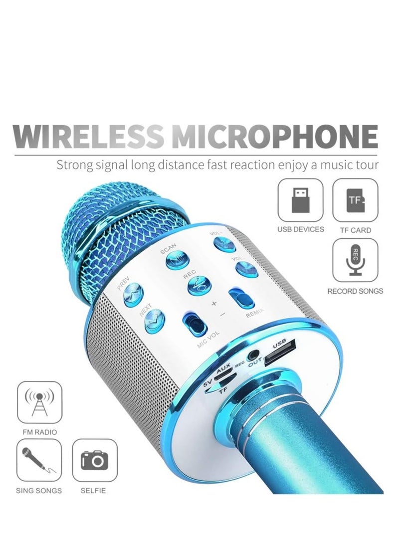 Kids Wireless Bluetooth Microphone, 5 in 1 Portable Speaker, Handheld Karaoke Microphone and Recorder with Adjustable Remix for Kids Boys D-03 - Image 2