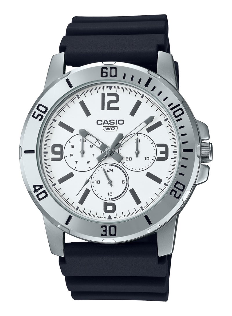 Casio Men's Analog Watch with White Dial and Black Band - Image 1