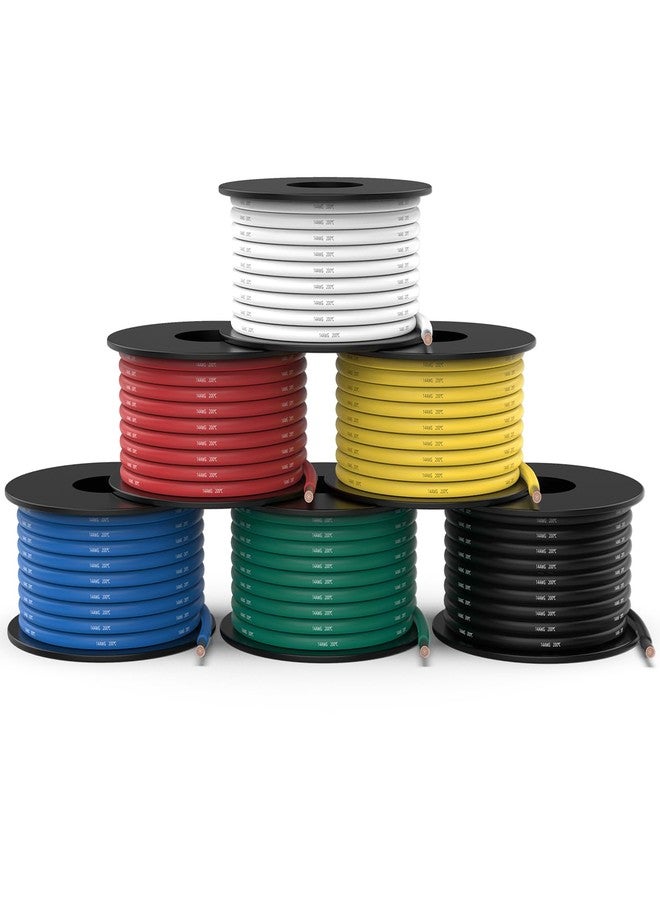 NAOEVO Cable de calibre 14 de 90 pies, 14 AWG Cable de silicona de 15 pies cada carrete, cable eléctrico de cobre estañado flexible de 6 colores, calibre 14, kit de cables de conexión para tablero de - Image 1