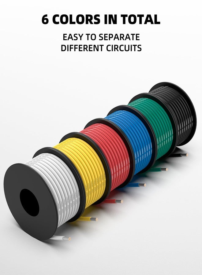NAOEVO Cable de calibre 14 de 90 pies, 14 AWG Cable de silicona de 15 pies cada carrete, cable eléctrico de cobre estañado flexible de 6 colores, calibre 14, kit de cables de conexión para tablero de - Image 4